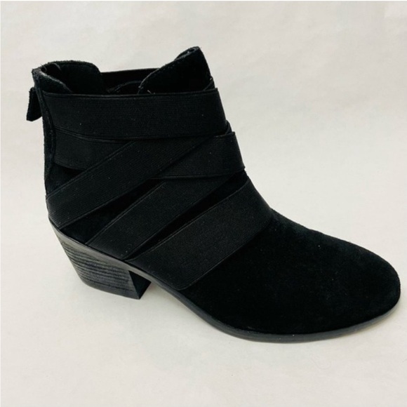 Eileen Fisher Willis Black Suede Elastic Strap Booties - Picture 3 of 5